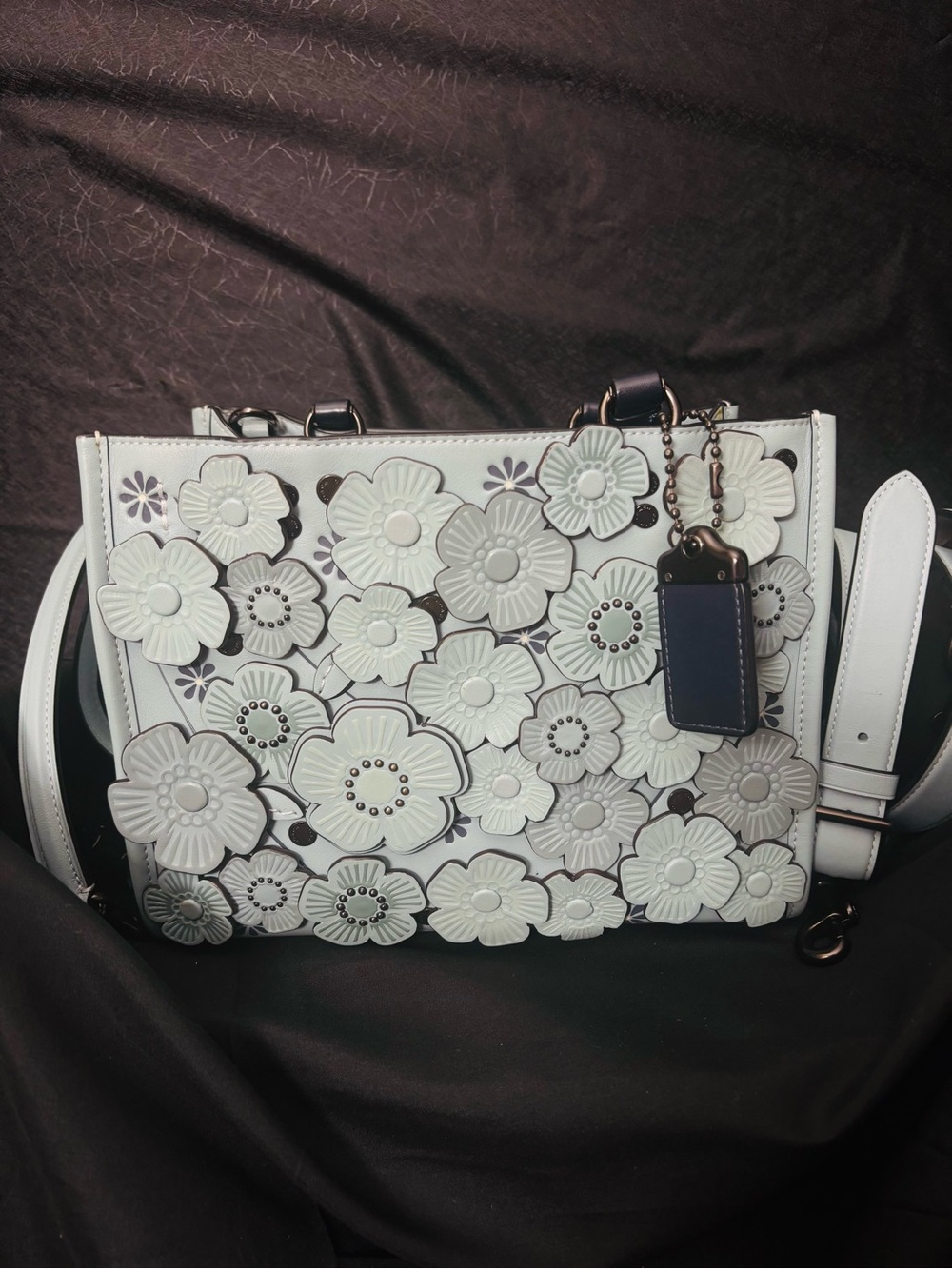 Coach Rogue 25 Tea Rose Aqua Multi Pale Blue C8510